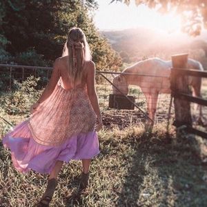 Spell & Gypsy Collective Jewel Strappy Dress XS pink purple